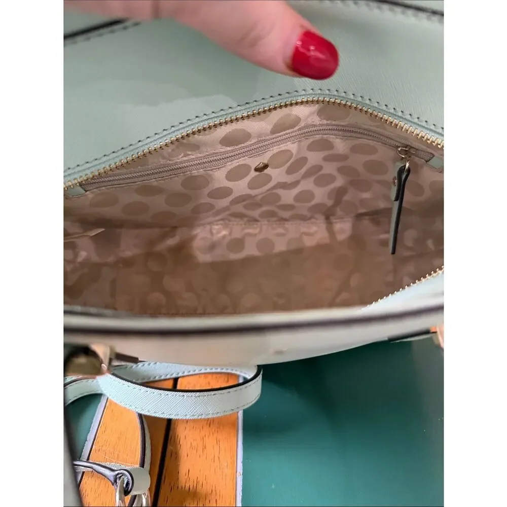 Kate Spade Mint Green Leather Satchel with Detachable Strap